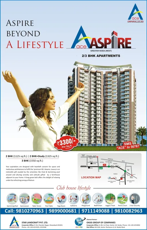 ACE — Aspire — “Aspire beyond a lifestyle” — 2/3 BHK, Greater Noida West
