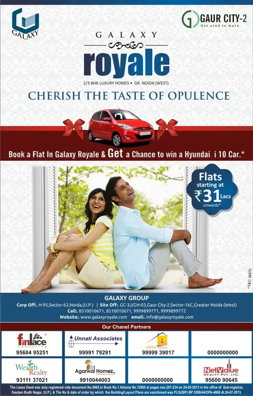 Galaxy — Royale — “Cherish the taste of opulence” — flats from ₹31 lacs