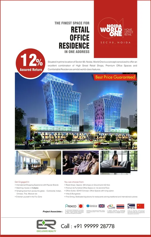 Noida World One — Retail, office and residence in one address — 12% assured return