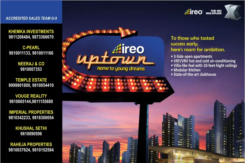 Ireo — Uptown — Half page, Hindustan Times — “Home to young dreams”, 16.5 × 11 cm