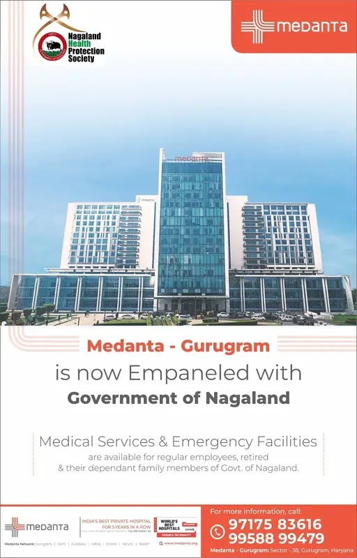 Medanta — Gurugram — Full page, The Times of India — Now empanelled with the Government of Nagaland