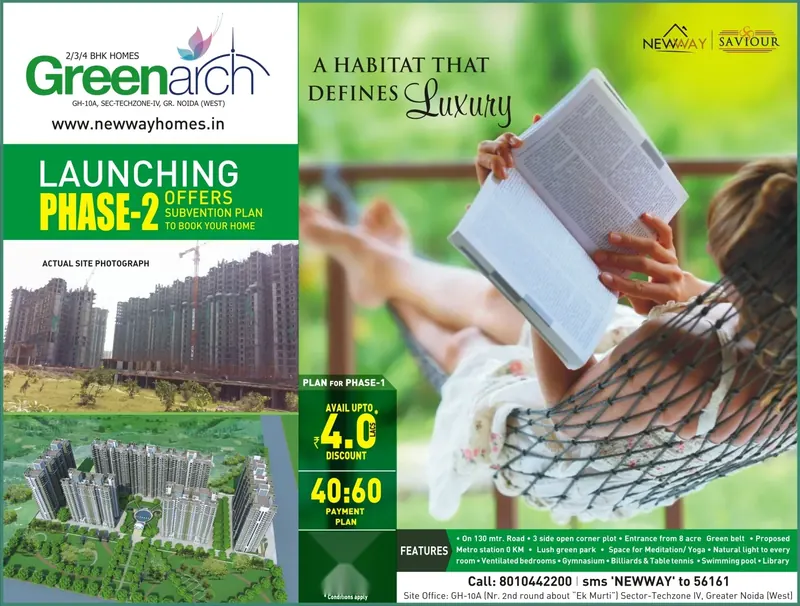 Newway Homes — Green Arch — Half page, Navbharat Times — “A habitat that defines luxury” — phase 2 launch
