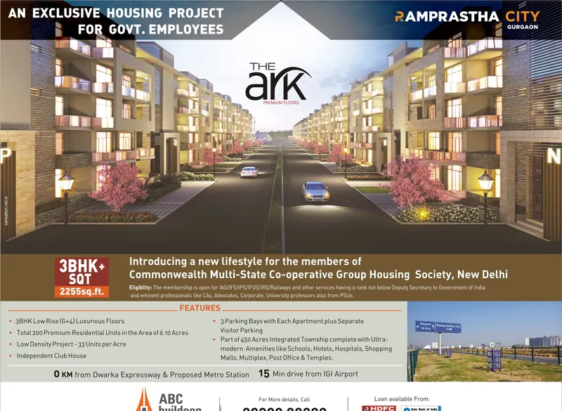 Ramprastha City — The Ark — Half page, The Times of India — Premium floors for government employees, Gurgaon