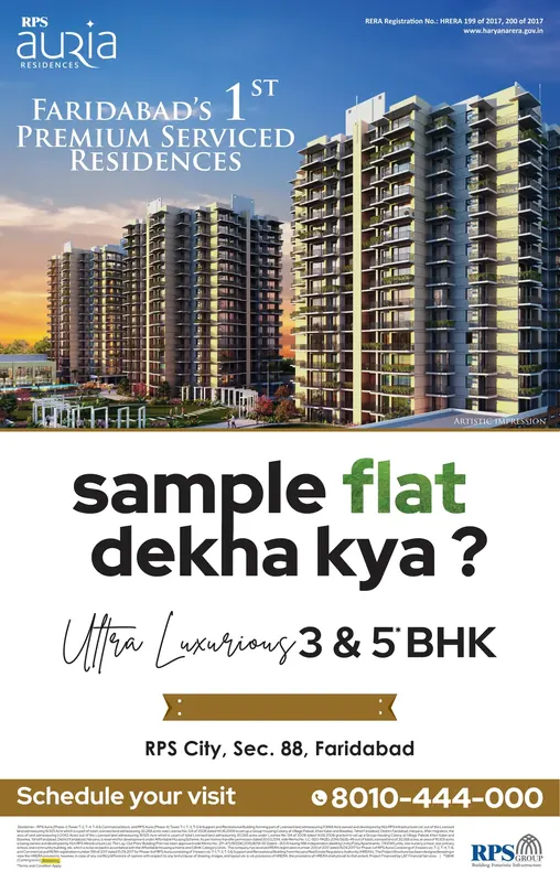 RPS Group — Auria — Full page, HT City — “Sample flat dekha kya?”