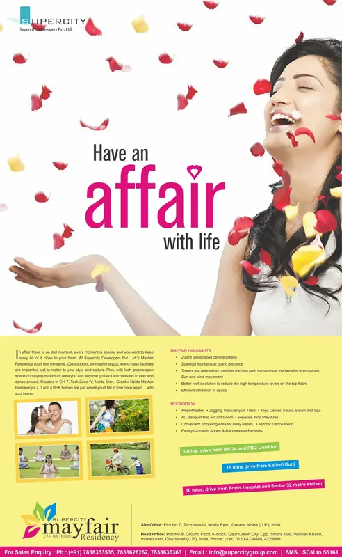 Supercity — Mayfair Residency — Full page, Navbharat Times — “Have an affair with life”