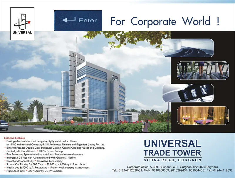Universal Trade Tower — Half page, Hindustan Times — “Enter for corporate world!” — Sohna Road, Gurgaon
