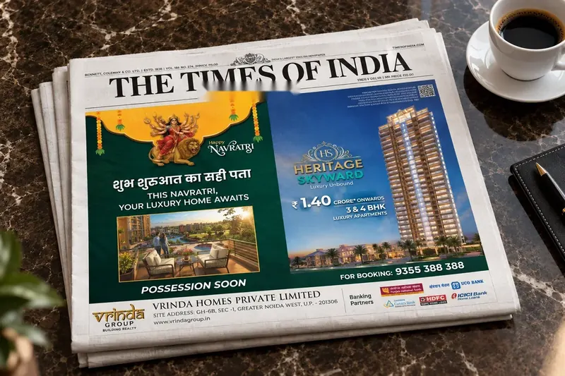 Vrinda Group — Heritage Skyward — Half page, The Times of India — Navratri front-page half