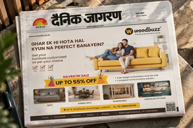 Woodbuzz — Half page, Dainik Jagran — Navratri sale, up to 55% off
