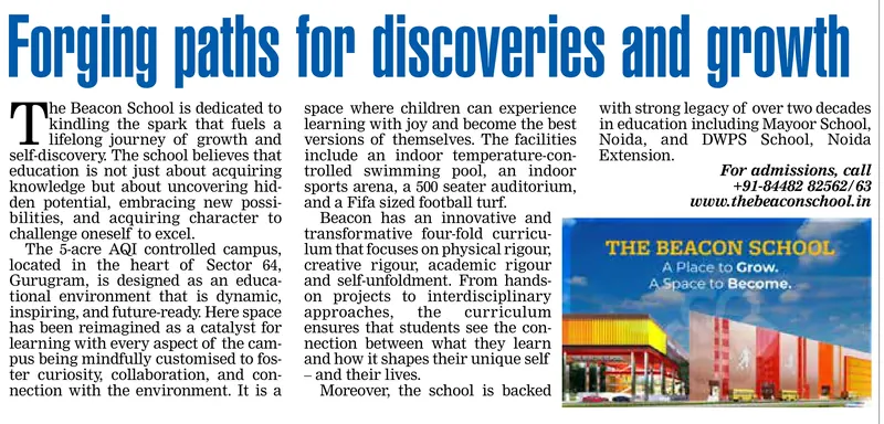 The Beacon School, Gurugram — “Forging paths for discoveries and growth” — school feature