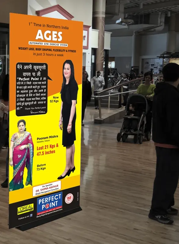 Perfect Point — Ages — Body-shaping system, in Hindi — standing in a mall